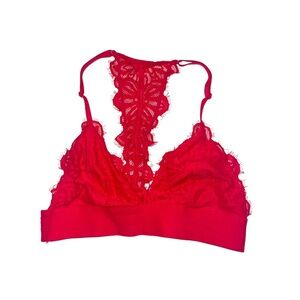 PINK Victoria’s Secret Red Lace Racerback Triangle Bralette Small Women’s